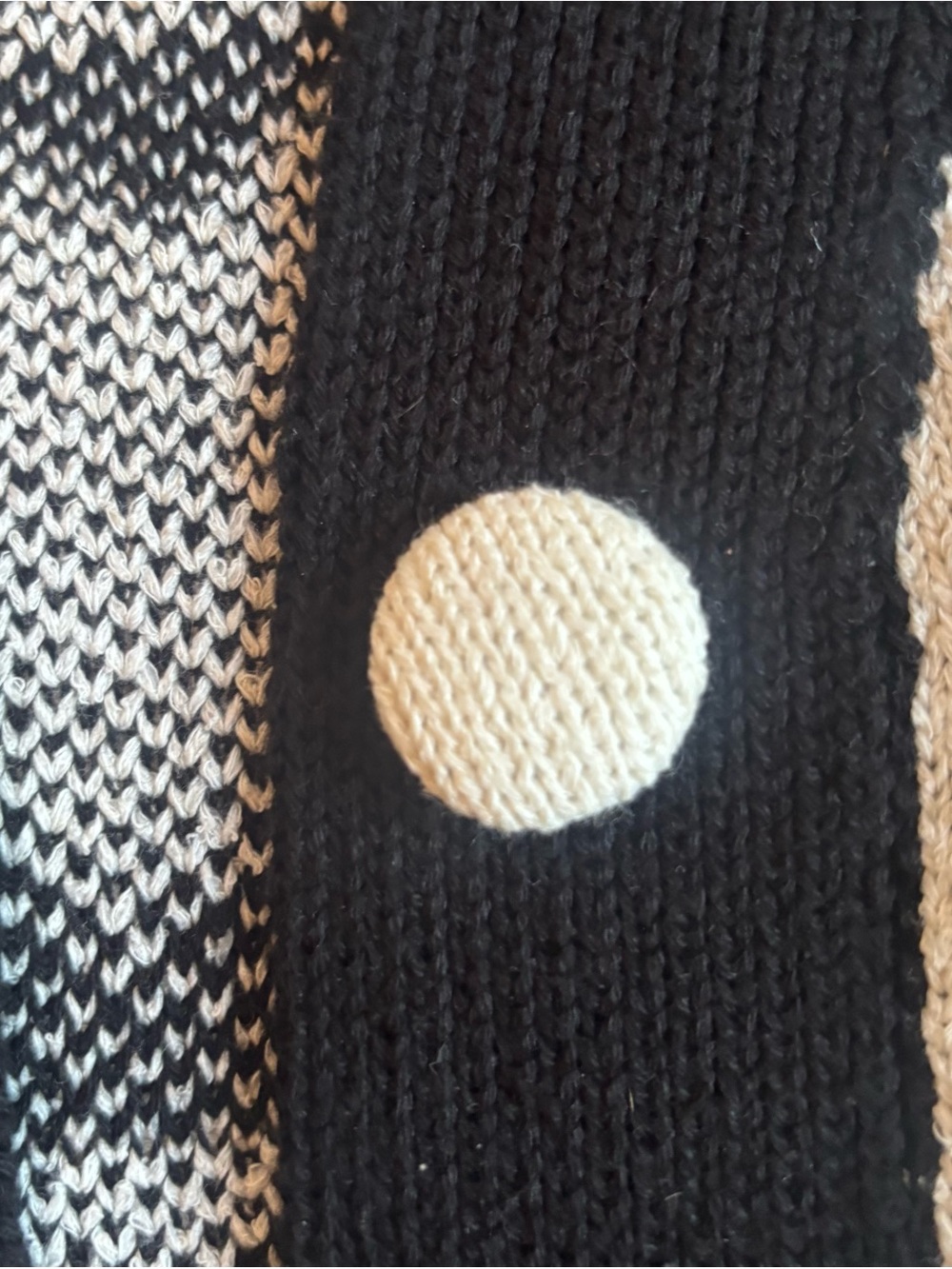 Zara Black and Cream Heart & Floral Check Cardigan Size M - Picture 3 of 4